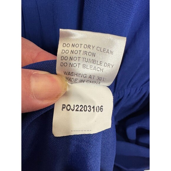 Pinup Fashion Size 24 Midi Cocktail Dress Blue Chiffon Keyhole Neck Flowy NWT - Picture 11 of 14
